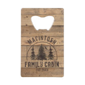 Familienaam Rustic Wood - Gepersonaliseerd Creditkaart Flessenopener (Achterkant)