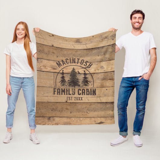 Familienaam Rustic Wood - Gepersonaliseerd Fleece Deken (In situ)