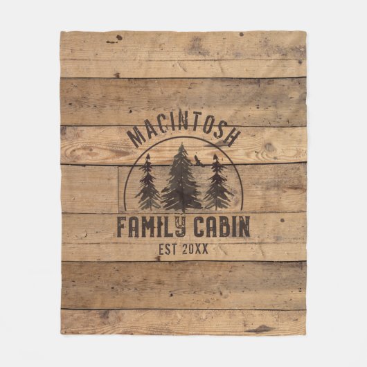 Familienaam Rustic Wood - Gepersonaliseerd Fleece Deken (Voorkant)