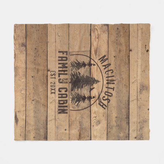 Familienaam Rustic Wood - Gepersonaliseerd Fleece Deken (Voorkant (Horizontaal))