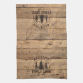 Familienaam Rustic Wood - Gepersonaliseerd Theedoek (Verticaal)