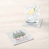 Familienaam Rustic Wood kerstbomen Kartonnen Onderzetters (Insitu)