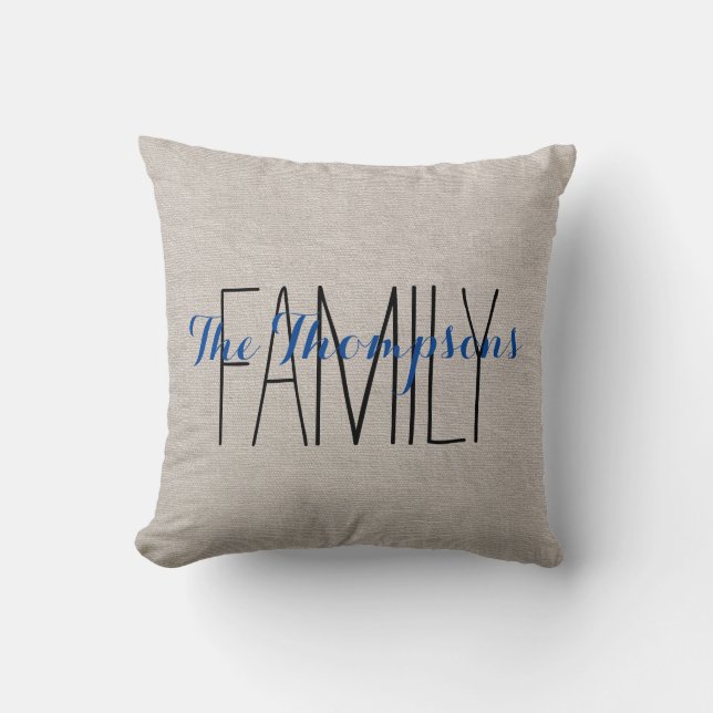 Familienaam Rustiek Chic Monogram Kussen (Voorkant)