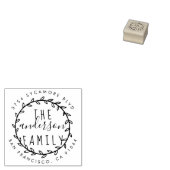 Familienaam Rustiek Script & Krans Retouradres Rubberstempel (Gestempeld)