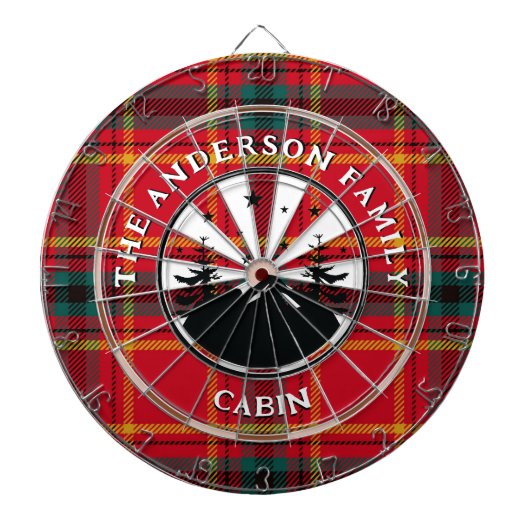Familienaam Rustieke Cabin Plaid Dartbord (Voorkant)