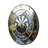 Familienaam Rustieke Cabine Fotografie Dartbord (Voorkant Rechts)