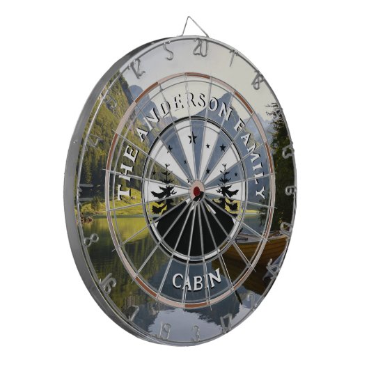 Familienaam Rustieke Cabine Fotografie Dartbord (Voorkant Links)