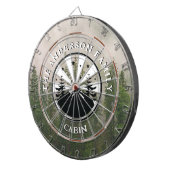 Familienaam Rustieke Cabine Mistig Bos Dartbord (Voorkant Rechts)