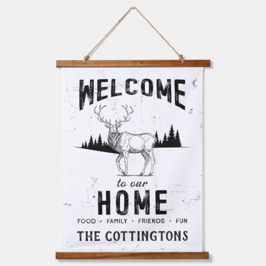  familienaam rustieke hut hangend wandkleed (Voorkant)