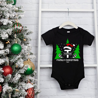 Familienaam Santa Hat Jaar Kerstmis Romper