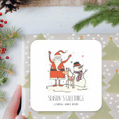 Familienaam Santa Snowman Rendier Christmas Hygge Vierkante Sticker