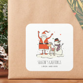 Familienaam Santa Snowman Rendier Christmas Hygge Vierkante Sticker