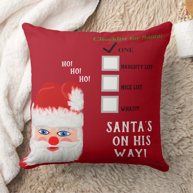 Familienaam Santa's Naughty Nice List Rood Kussen (Deken)