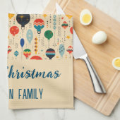 Familienaam schattig retro ornamenten traditioneel theedoek (Quarter Fold)