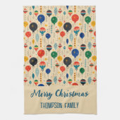 Familienaam schattig retro ornamenten traditioneel theedoek (Verticaal)