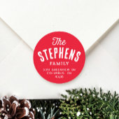 Familienaam schattig vakantie retour adres ronde sticker