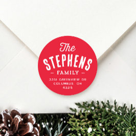 Familienaam schattig vakantie retour adres ronde sticker