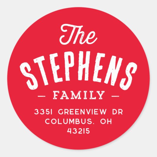 Familienaam schattig vakantie retour adres ronde sticker (Voorkant)