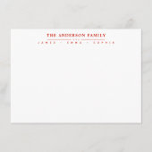 Familienaam Script Candy Rode Typografie Lettertyp Notitiekaartje (Voorkant)