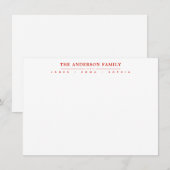 Familienaam Script Candy Rode Typografie Lettertyp Notitiekaartje (Voorkant / Achterkant)