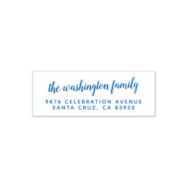 Familienaam Script Elegant Vakantie Retouradres Zelfinktende Stempel