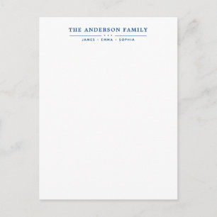 Familienaam Script Navy Blauwe Typografie Briefkaart