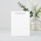 Familienaam Script Navy Blauwe Typografie Briefkaart (Staand voorkant)
