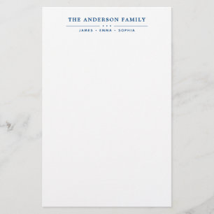 Familienaam Script Navy Blauwe Typografie Briefpapier