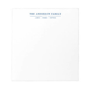 Familienaam Script Navy Blauwe Typografie Notitieblok