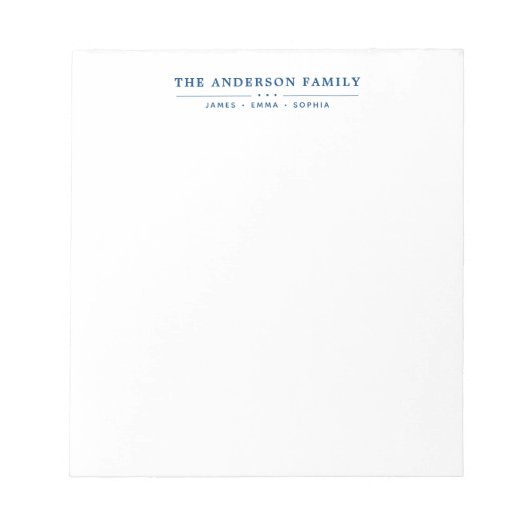 Familienaam Script Navy Blauwe Typografie Notitieblok (Voorkant)