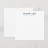 Familienaam Script Navy Blauwe Typografie Notitiekaartje (Voorkant / Achterkant)