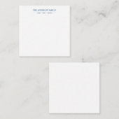 Familienaam Script Navy Blauwe Typografie Notitiekaartje (Voorkant / Achterkant)
