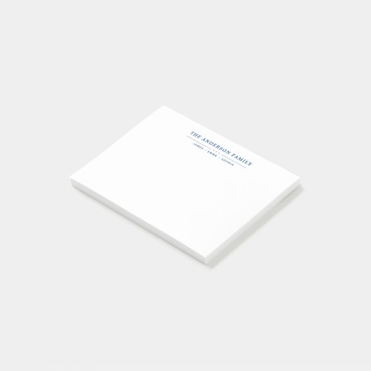 Familienaam Script Navy Blauwe Typografie Post-it® Notes (Schuin)