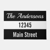 Familienaam Script Straatadres Zwart-wit Deurmat (Voorkant)