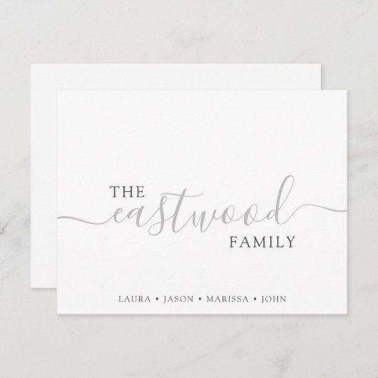 Familienaam Script Typografie Note Card Notitiekaartje (Voorkant / Achterkant)