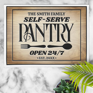 Familienaam Self Serve Pantry Uren Sign Theedoek