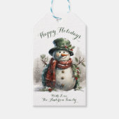 Familienaam  Sneeuwman Christmas Label Cadeaulabel (Voorkant)