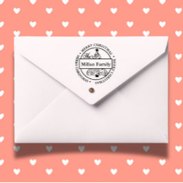 Familienaam Snoep Kerstboom thema Zelfinktende Stempel