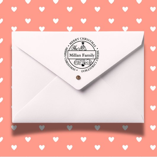 Familienaam Snoep Kerstboom thema Zelfinktende Stempel