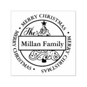 Familienaam Snoep Kerstboom thema Zelfinktende Stempel (Design)