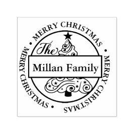 Familienaam Snoep Kerstboom thema Zelfinktende Stempel