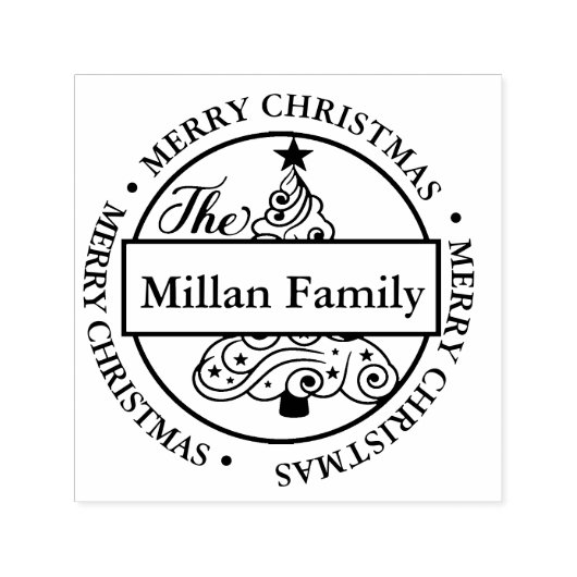 Familienaam Snoep Kerstboom thema Zelfinktende Stempel (Design)
