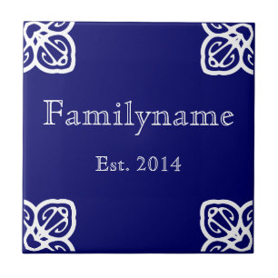 Familienaam - Spaans Wit op Blauw Tegeltje