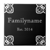 Familienaam - Spaans wit op Blue Ceramic Tile Tegeltje (Voorkant)