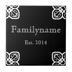 Familienaam - Spaans wit op Blue Ceramic Tile Tegeltje