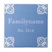 Familienaam - Spaans wit op Blue Ceramic Tile Tegeltje (Voorkant)