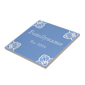 Familienaam - Spaans wit op Blue Ceramic Tile Tegeltje (Zijkant)