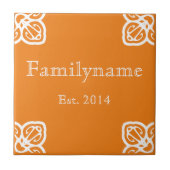 Familienaam - Spaans wit op Blue Ceramic Tile Tegeltje (Voorkant)