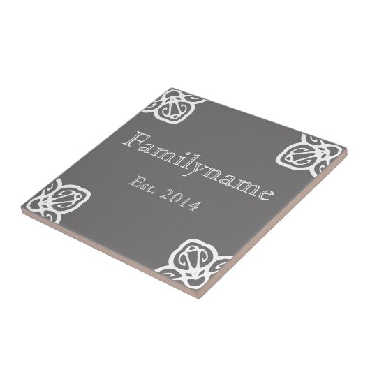 Familienaam - Spaans wit op grijs Tegeltje (Zijkant)