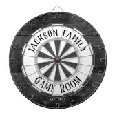 Familienaam Spel Kamer Wit faux hout Dartbord (Voorkant)